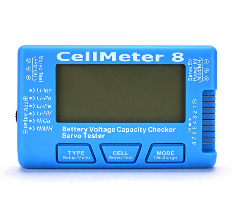 CellMeter 8 Digital Battery Capacity Checker Servo Tester LCD Backlight for LiPo Life Li-ion NiMH Nicd