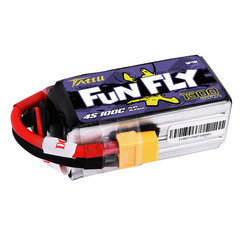 Tattu FunFly 1300mAh 100C 14.8V 4S1P lipo battery pack with XT60 Plug