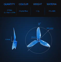 DALPROP cyclone 3 Inch T3056C Pro Racing Drone Propellers Triblade 2 Pairs