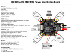 XT60 PDB Power Distribution Board - Support 3-6S Input, 5V/12V Output Support The LC Filter, w/Current Sensor