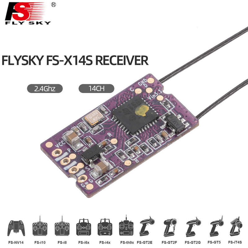 FlySky FS-X14S Receiver 2.4Ghz 14CH PPM i-BUS S.BUS Signal Outputs for FlySky FS-I6 NV14 FS-I6X FS-i4 FS-I4X Transmitter